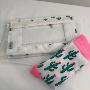 NEW Cactus Print Socks and Cosmetic Bag